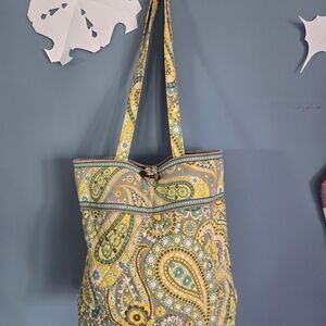 Vera Bradley Yellow and Green Paisley Tote
